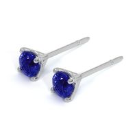 0.75 Ct.Tw. Blue Sapphire Studs Earrings, 14K White Gold Image
