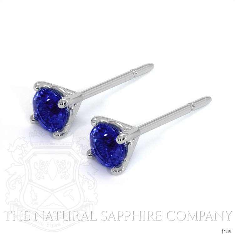 0.75 Ct.Tw. Blue Sapphire Studs Earrings, 14K White Gold
