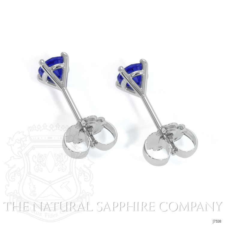 0.75 Ct.Tw. Blue Sapphire Studs Earrings, 14K White Gold