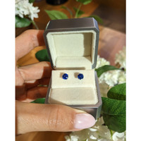 0.71&nbsp;Ct.Tw.Total Carat Weight Blue Sapphire Studs Earrings, 14K White Gold Life Style