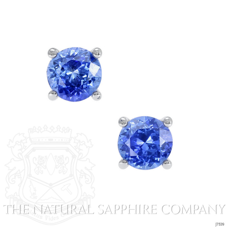 0.85 Ct.Tw. Blue Sapphire Studs Earrings, 14K White Gold