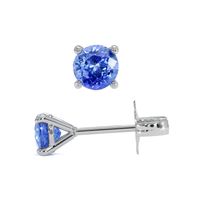 0.85 Ct.Tw.Total Carat Weight Sapphire Studs Earrings, 14K White Gold Image