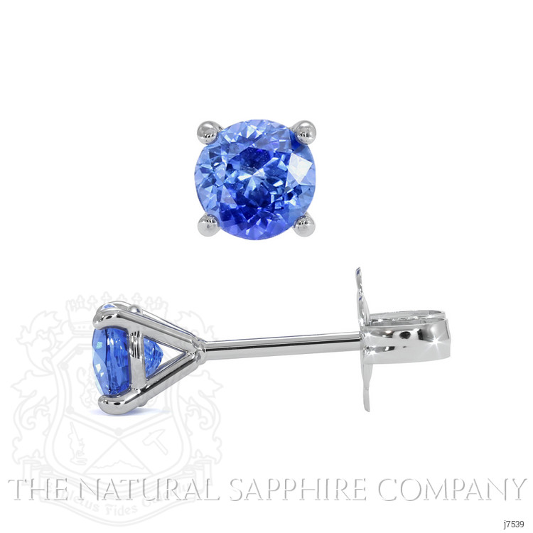 0.85 Ct.Tw. Blue Sapphire Studs Earrings, 14K White Gold
