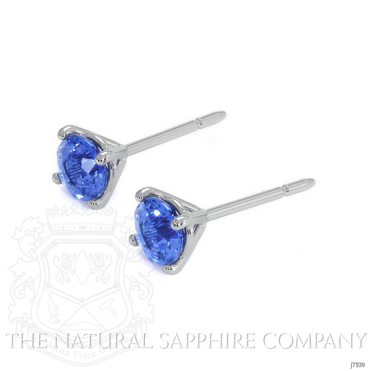 0.85 Ct.Tw. Blue Sapphire Studs Earrings, 14K White Gold