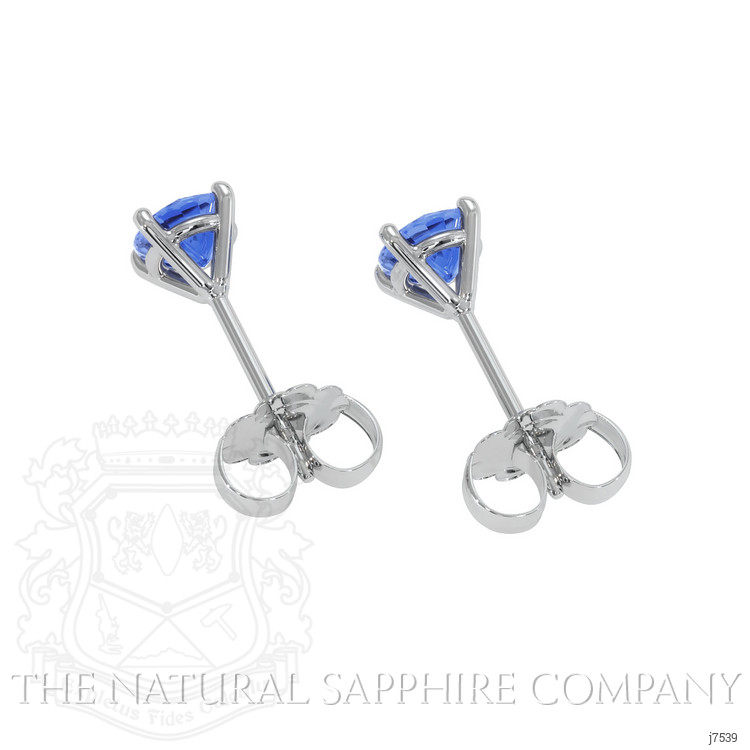 0.85 Ct.Tw. Blue Sapphire Studs Earrings, 14K White Gold