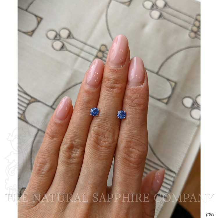 0.85 Ct.Tw. Blue Sapphire Studs Earrings, 14K White Gold