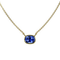 0.50 Ct. Blue Sapphire Solitaire Necklace, 14K Yellow Gold Image