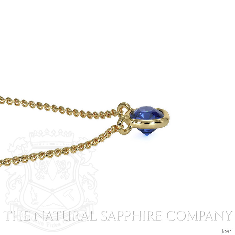 0.50 Ct. Blue Sapphire Solitaire Necklace, 14K Yellow Gold