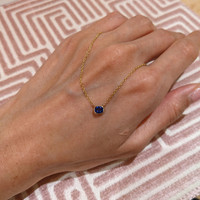 0.50 Ct. Blue Sapphire Solitaire Necklace, 14K Yellow Gold Life Style