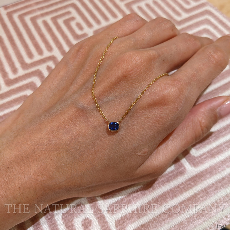 0.50 Ct. Blue Sapphire Solitaire Necklace, 14K Yellow Gold