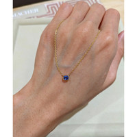 0.50 Ct. Blue Sapphire Solitaire Necklace, 14K Yellow Gold Life Style
