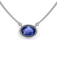 0.69 Ct. Blue Sapphire Solitaire Necklace, 14K White Gold Video
