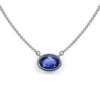 0.69 Ct. Blue Sapphire Solitaire Necklace, 14K White Gold Image