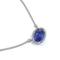 0.69 Ct. Blue Sapphire Solitaire Necklace, 14K White Gold Image