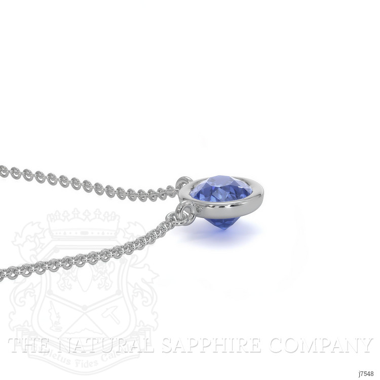 0.69 Ct. Blue Sapphire Solitaire Necklace, 14K White Gold