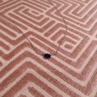 0.69 Ct. Blue Sapphire Solitaire Necklace, 14K White Gold Life Style