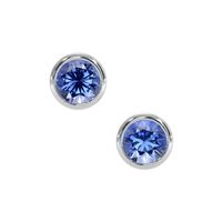 0.40 Ct.Tw.Total Carat Weight Sapphire Studs Earrings, 14K White Gold Video