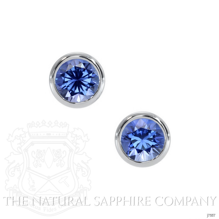 0.40 Ct.Tw. Blue Sapphire Studs Earrings, 14K White Gold