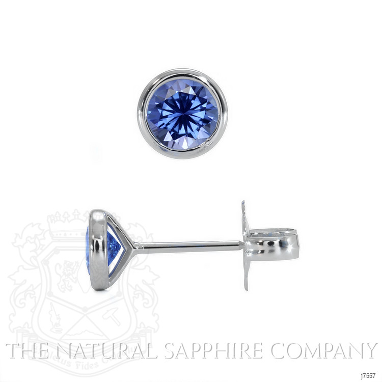 0.40 Ct.Tw. Blue Sapphire Studs Earrings, 14K White Gold