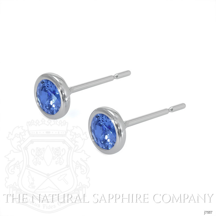 0.40 Ct.Tw. Blue Sapphire Studs Earrings, 14K White Gold