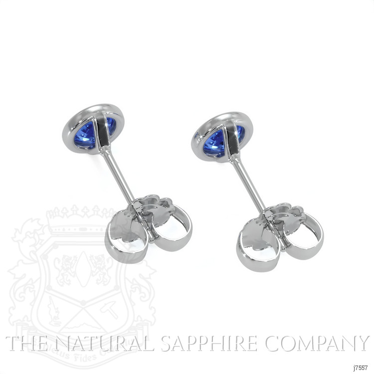 0.40 Ct.Tw. Blue Sapphire Studs Earrings, 14K White Gold