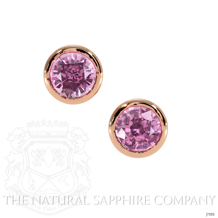 0.85 Ct.Tw. Pink Sapphire Studs Earrings, 14K Rose Gold