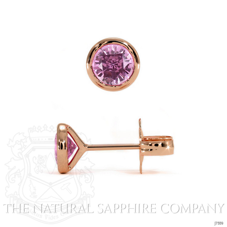0.85 Ct.Tw. Pink Sapphire Studs Earrings, 14K Rose Gold