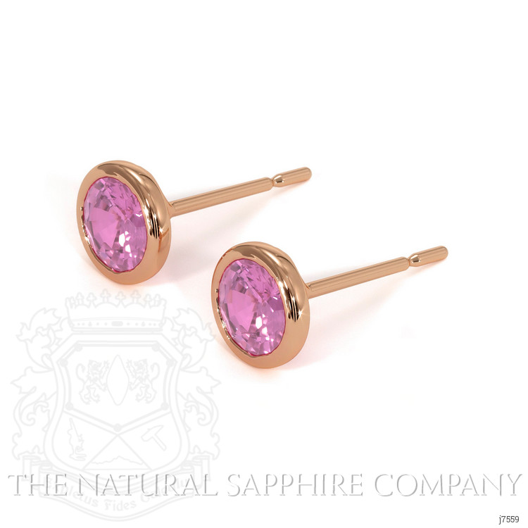0.85 Ct.Tw. Pink Sapphire Studs Earrings, 14K Rose Gold