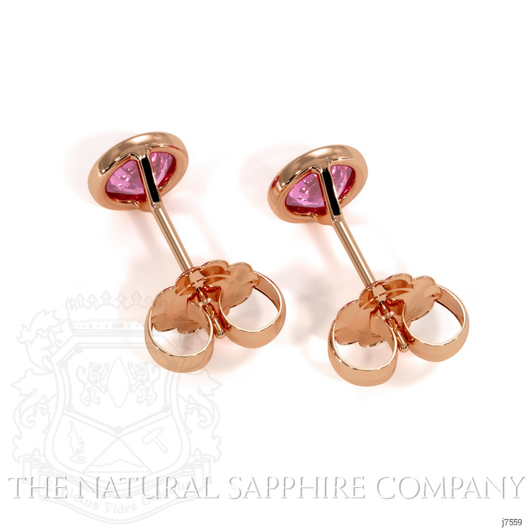 0.85 Ct.Tw. Pink Sapphire Studs Earrings, 14K Rose Gold