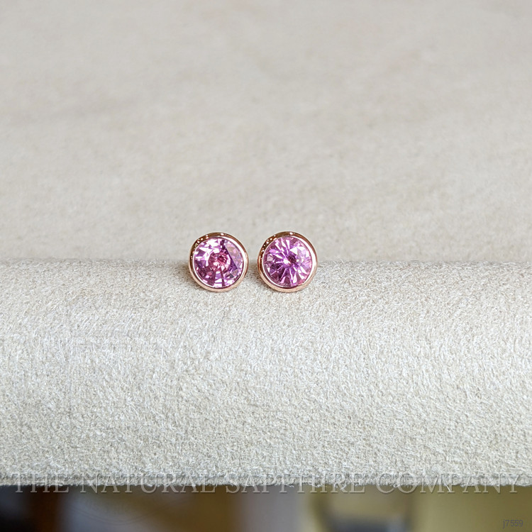 0.85 Ct.Tw. Pink Sapphire Studs Earrings, 14K Rose Gold
