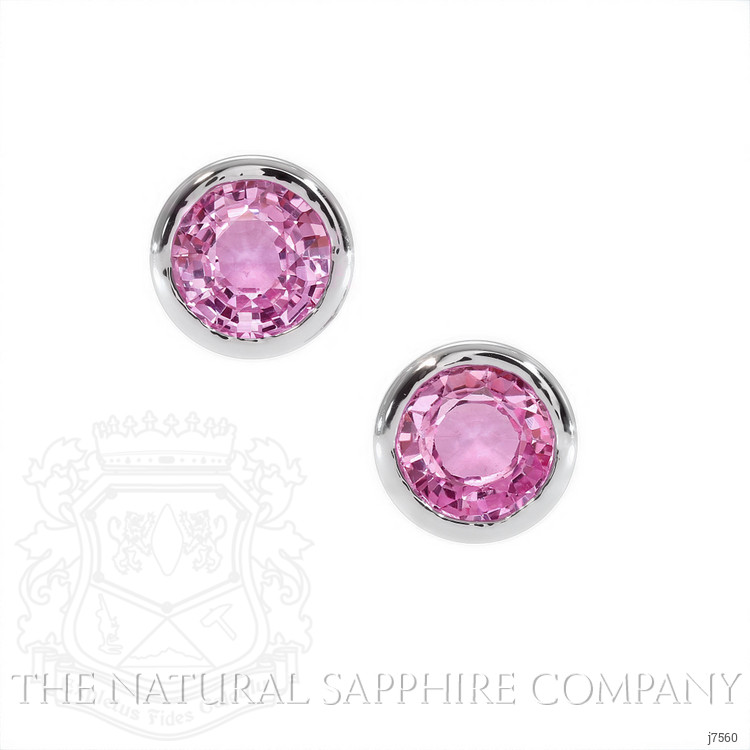0.80 Ct.Tw. Pink Sapphire Studs Earrings, 14K White Gold