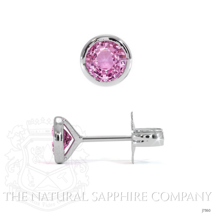 0.80 Ct.Tw. Pink Sapphire Studs Earrings, 14K White Gold