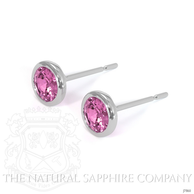 0.80 Ct.Tw. Pink Sapphire Studs Earrings, 14K White Gold
