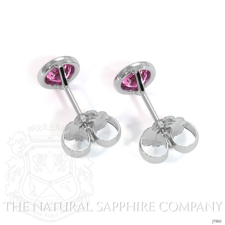 0.80 Ct.Tw. Pink Sapphire Studs Earrings, 14K White Gold