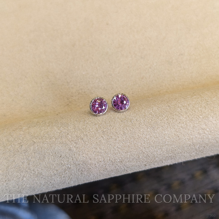 0.80 Ct.Tw. Pink Sapphire Studs Earrings, 14K White Gold