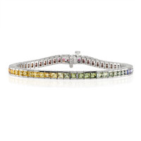 7.68 Ct.Tw. Multi Color Sapphire Tennis/Line Bracelet, 14K White Gold Video