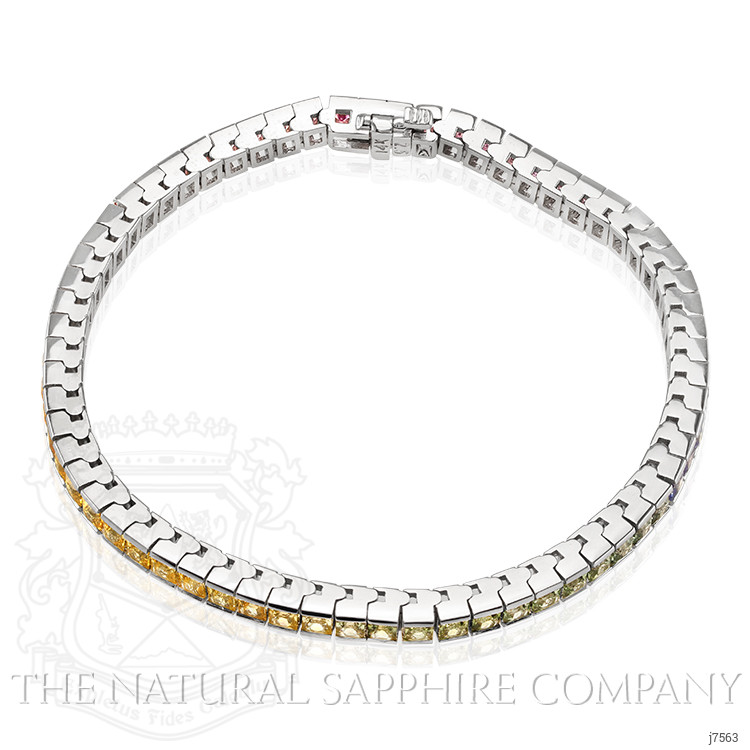 7.68 Ct.Tw. Multi Color Sapphire Tennis/Riviere Bracelet, 14K White Gold