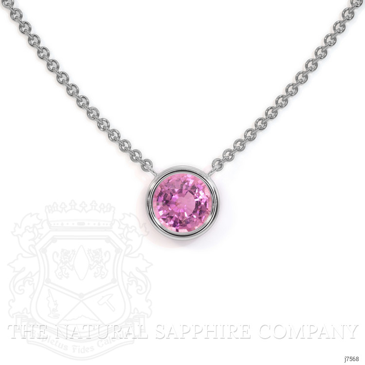 0.42 Ct. Pink Sapphire Bezel Necklace, 14K White Gold