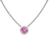 0.42 Ct. Pink Sapphire Bezel Necklace, 14K White Gold Image