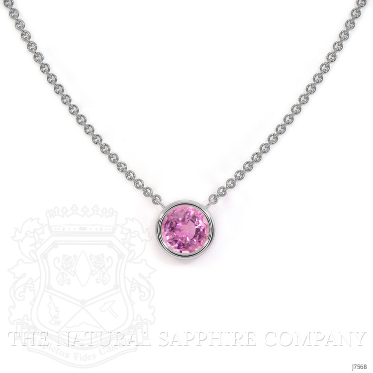 0.42 Ct. Pink Sapphire Bezel Necklace, 14K White Gold