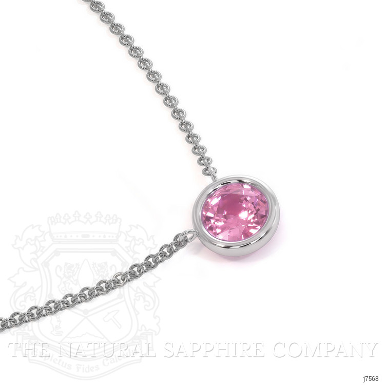0.42 Ct. Pink Sapphire Bezel Necklace, 14K White Gold