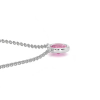 0.42 Ct. Pink Sapphire Bezel Necklace, 14K White Gold Image