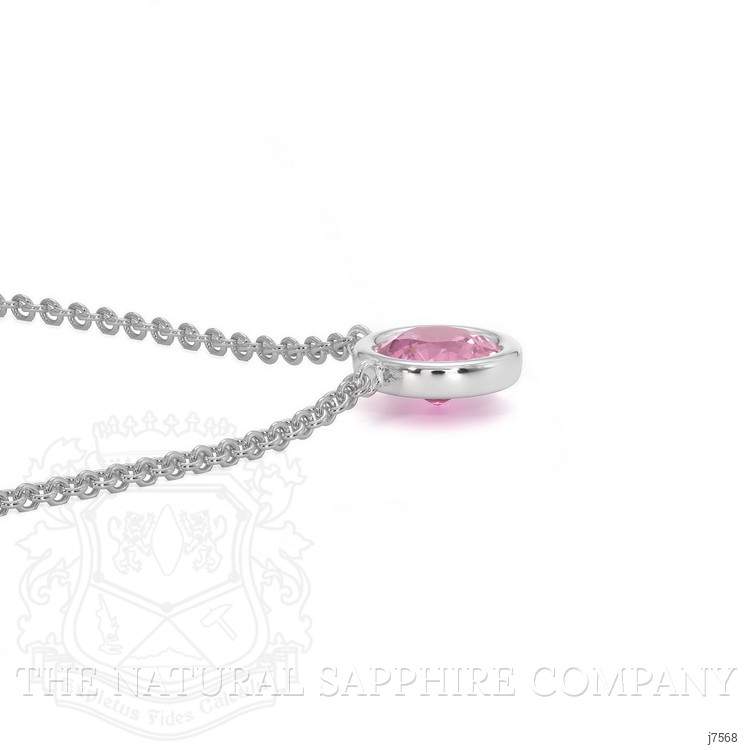 0.42 Ct. Pink Sapphire Bezel Necklace, 14K White Gold