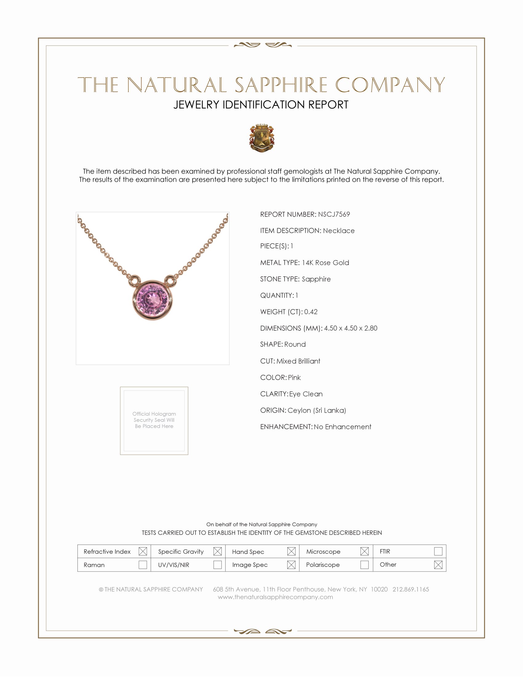 0.42 Ct. Pink Sapphire Bezel Necklace, 14K Rose Gold