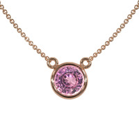 0.42 Ct. Pink Sapphire Bezel Necklace, 14K Rose Gold Video