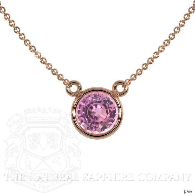 0.42 Ct. Pink Sapphire Bezel Necklace, 14K Rose Gold