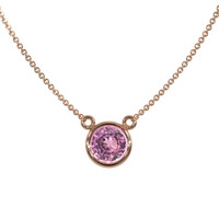 0.42 Ct. Pink Sapphire Bezel Necklace, 14K Rose Gold Image