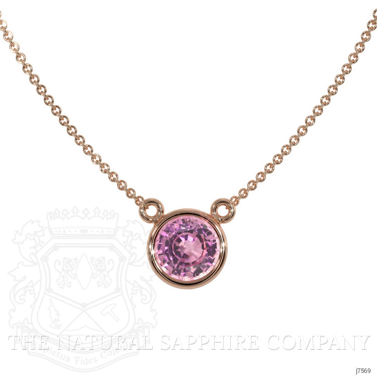 0.42 Ct. Pink Sapphire Bezel Necklace, 14K Rose Gold