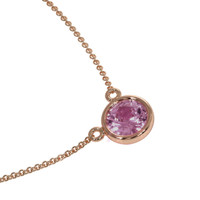 0.42 Ct. Pink Sapphire Bezel Necklace, 14K Rose Gold Image