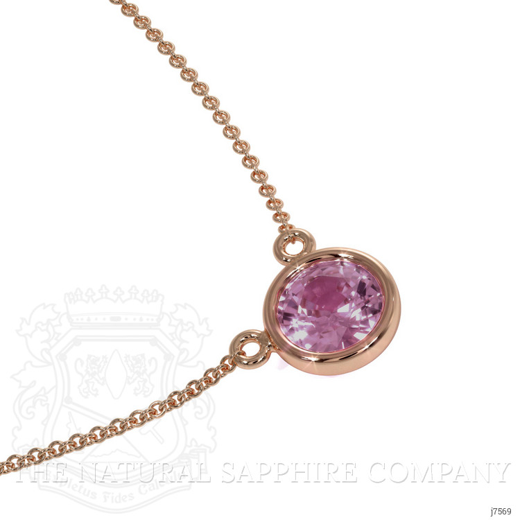 0.42 Ct. Pink Sapphire Bezel Necklace, 14K Rose Gold
